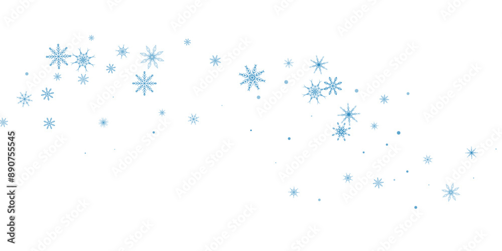 Snowflakes. Snow, snowfall. Falling scattered blue snowflakes on a white background. Snowflakes. Snow, snowfall. Falling scattered blue snowflakes on a white background.