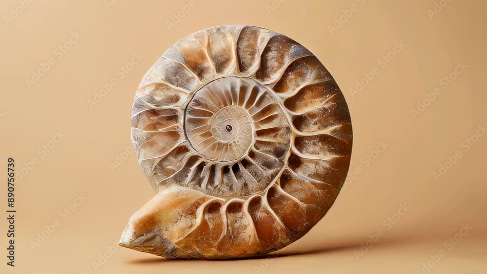 Fossilized ammonite shell displaying intricate spiral design Fossilized ammonite shell displaying intricate spiral design