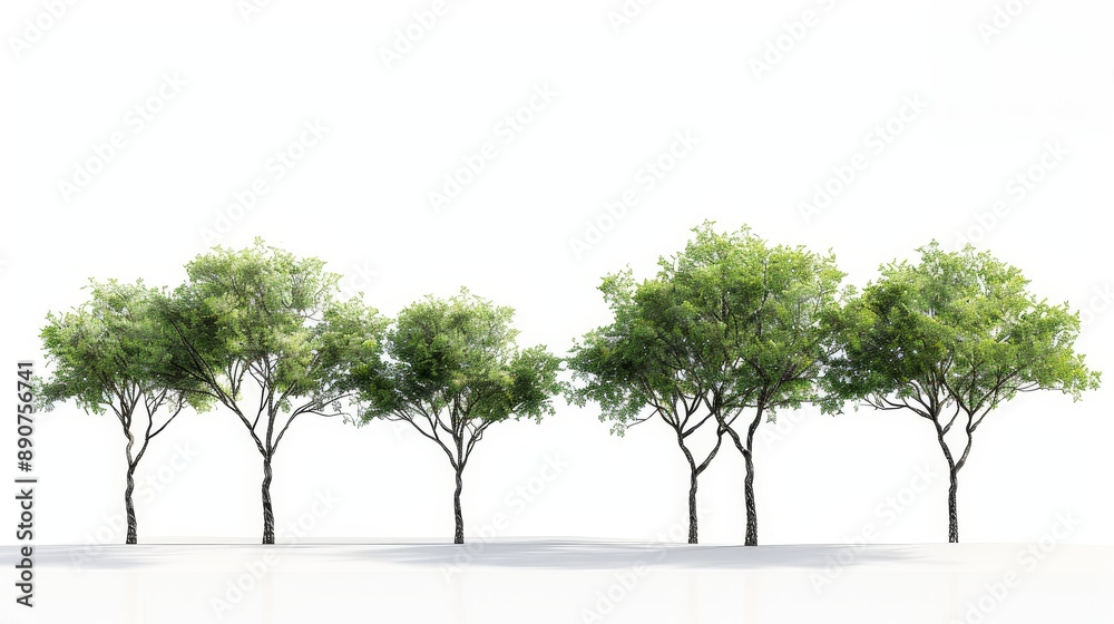 Fototapeta premium 3D rendered image of isolated trees on a white background. 