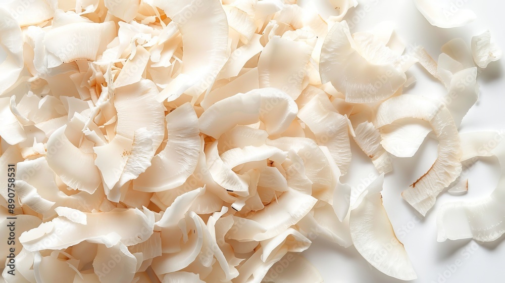 Coconut curls and shavings isolated on a white background with a clipping path and full depth of field Coconut curls and shavings isolated on a white background with a clipping path and full depth of field