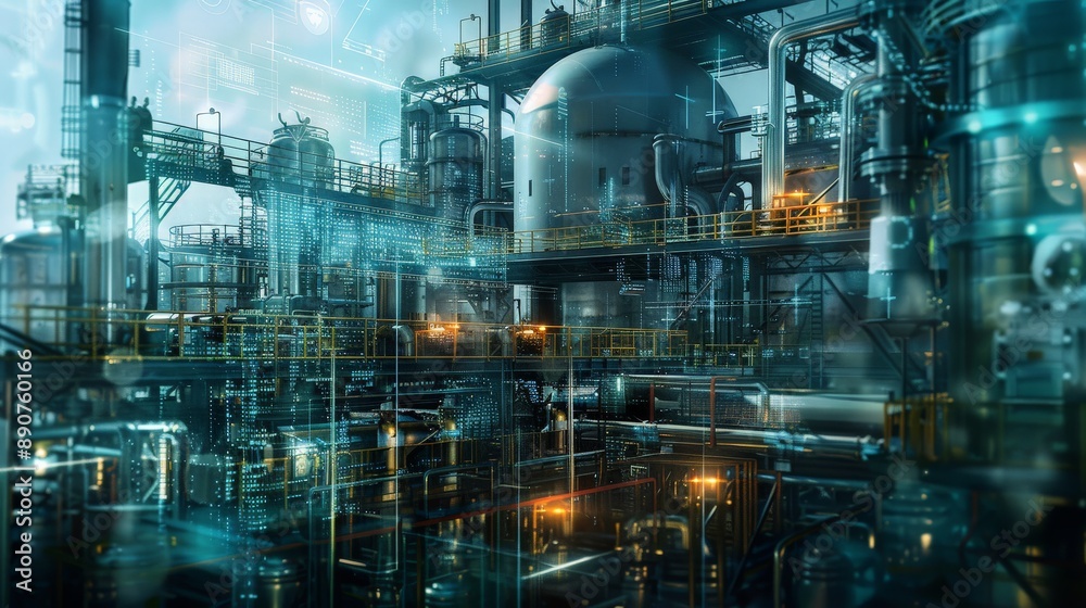Industrial Complex with Digital Overlays