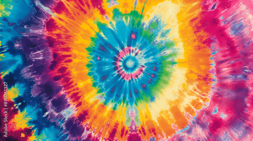 Vibrant tie-dye pattern with a spiral design. Vibrant tie-dye pattern with a spiral design.