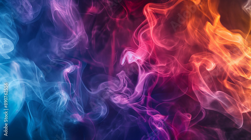 Colorful abstract smoke in various vibrant hues.