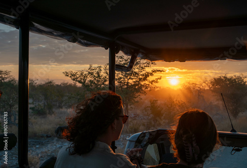 Cuadro en lienzo sunset safari in etosha national park, namibia
