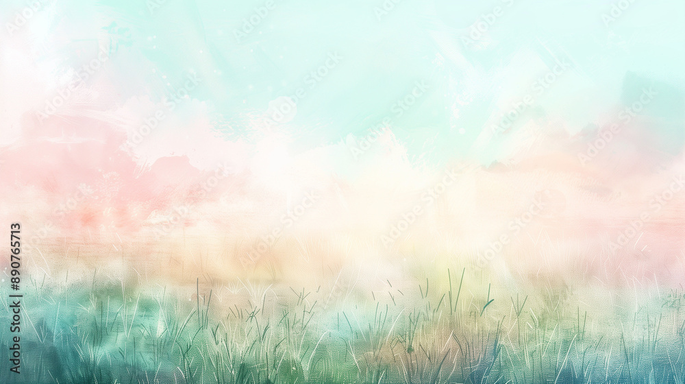 Fototapeta premium Watercolor abstract landscape background with soft pastel colors with copy space