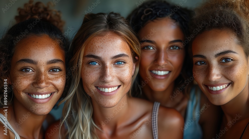 Happy diverse group close up portrait of friends or family members. Happy diverse group close up portrait of friends or family members.