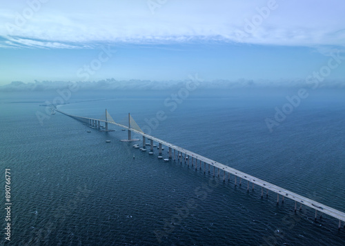 Aerial view on Sunshine Skyway bridge 