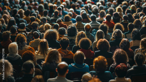 Wallpaper Mural Photo of a crowd looking up, view from behind, isolated Torontodigital.ca