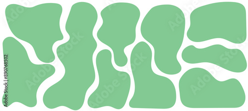 Organic colorful blob shapes. Round abstract organic shape collection. Pebble, drops and stone silhouettes. Random abstract liquid organic irregular blotch shapes. Collection of modern forms