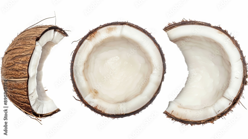 Isolated slice of coconut on a white background part of a collection Isolated slice of coconut on a white background part of a collection