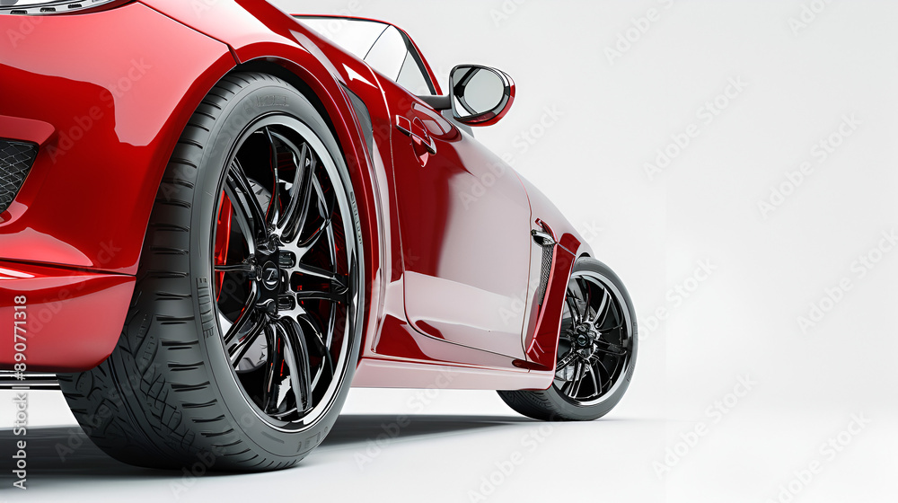 Naklejka premium Details of the red car on a white background 3D render