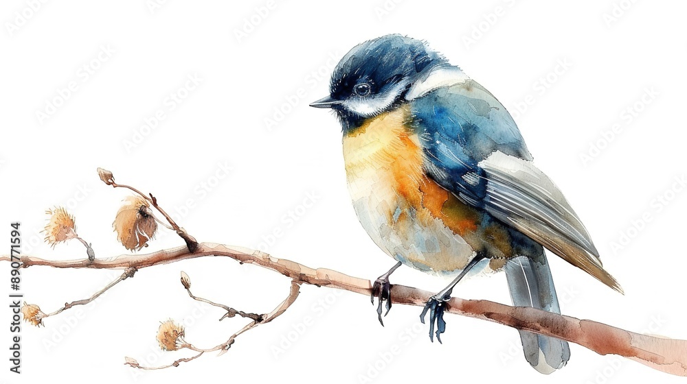 Blue and Yellow Parakeet Perched on a Branch Blue and Yellow Parakeet Perched on a Branch