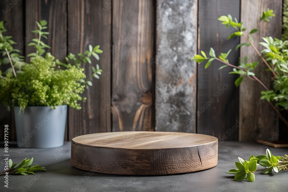 Rustic Empty Product Podium With Wooden Background Rustic Empty Product Podium With Wooden Background