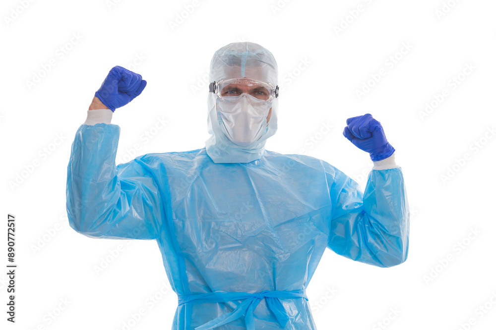 Surgeon in hospital after surgery. Medicine man. Anti epidemic protective suit. Surgeon man in protective medical suit. Medicine and health. Medical doctor man isolated on white. Medical innovation Surgeon in hospital after surgery. Medicine man. Anti epidemic protective suit. Surgeon man in protective medical suit. Medicine and health. Medical doctor man isolated on white. Medical innovation