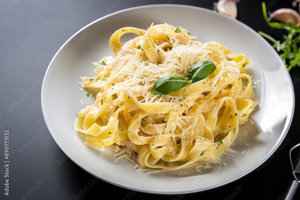 fettuccini alfredo on the table, delicious italian pasta dish fettuccini alfredo on the table, delicious italian pasta dish