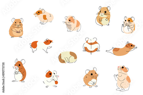 Cute Hamster Pet Icons Vector Illustration