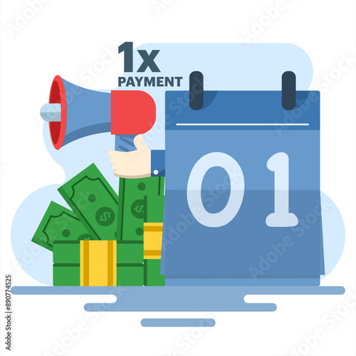 one time payment concept. Subscription Business Model with One Time Payment. App Membership Services Available on a Monthly Subscription Basis. modern graphic elements for ui, infographics, icons.