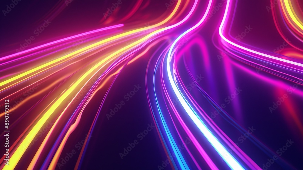3D rendering featuring glowing lines and neon lights in an abstract psychedelic background characterized by ultraviolet hues and vibrant colors 3D rendering featuring glowing lines and neon lights in an abstract psychedelic background characterized by ultraviolet hues and vibrant colors