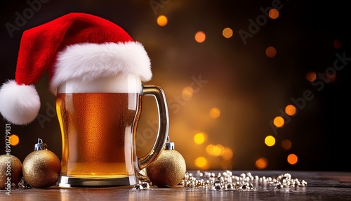 クリスマス、ビール、コピースペース（Christmas, beer and copy space.） 