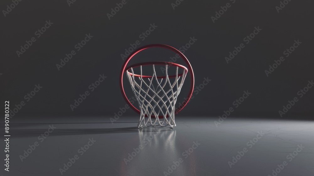 Isolated basketball hoop floating in a void, rendered with realistic detail. Isolated basketball hoop floating in a void, rendered with realistic detail.