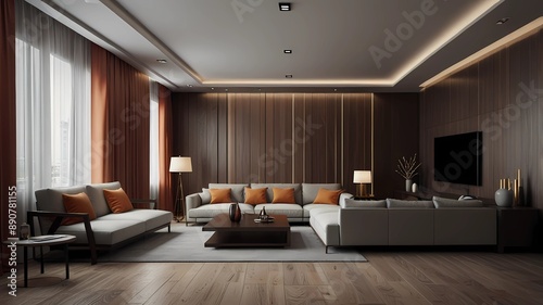 3D club room, hall. Modern design club of room, hall. 3D render
