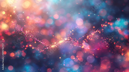 3D representation of a neural network. cybersecurity and big data. data flow. Artificial intelligence and a global database. bokeh-effect background that is vivid and lively