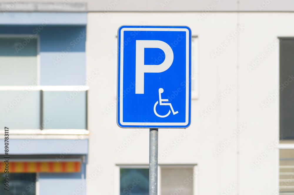 Disabled parking only traffic sign board in residential area. Disabled parking only traffic sign board in residential area.
