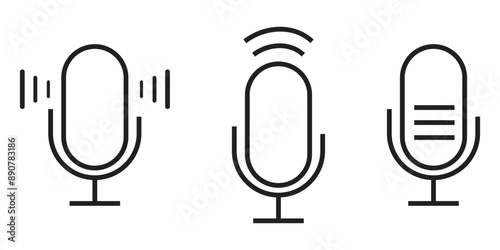 Microphone icon set. Different microphone collection. Media and Web icons in line style.