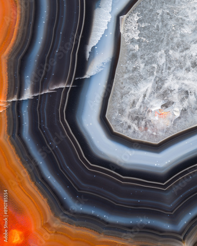 Captivating macro view of a colorful Condor agate's bands and details