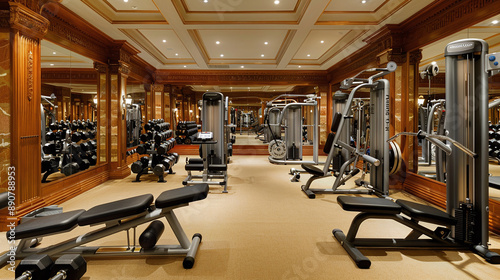 Luxury Home Gym with Modern Equipment and Classic Decor