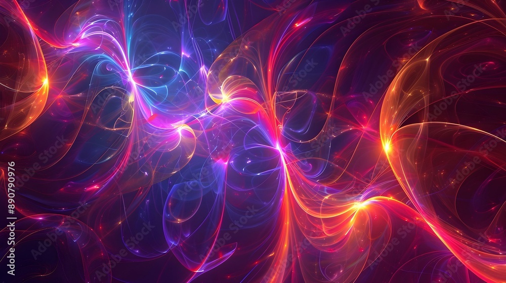 Fototapeta premium Seamless fractal design with glowing 3D lines