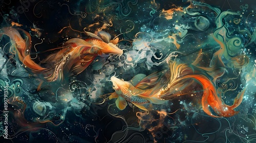 Artistic representation of the Pisces zodiac sign