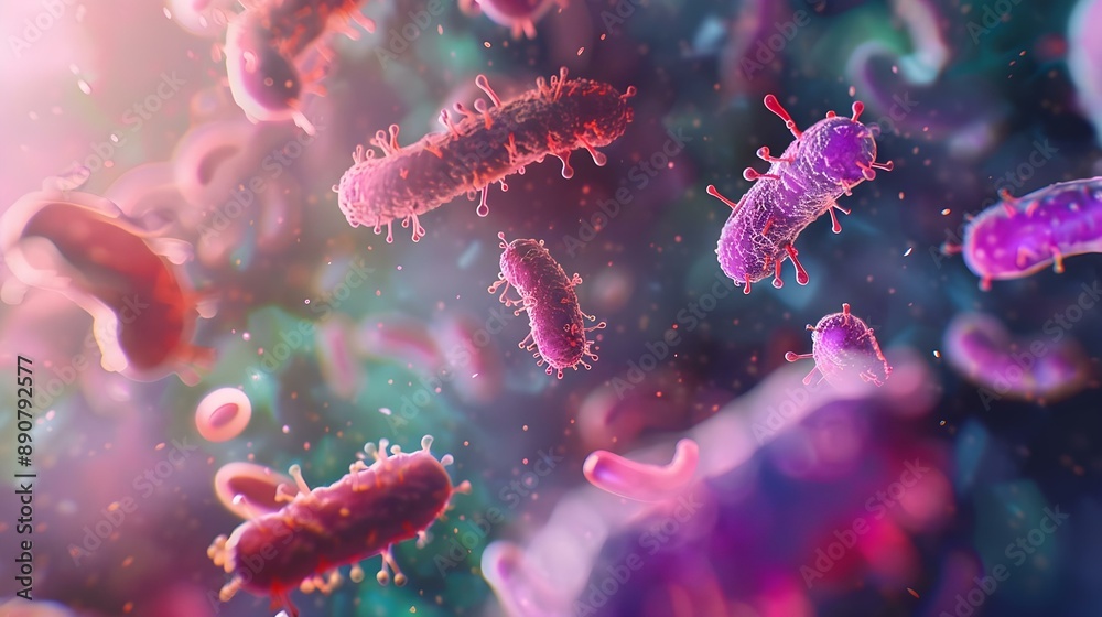 Naklejka premium Microscopic view of bacteria