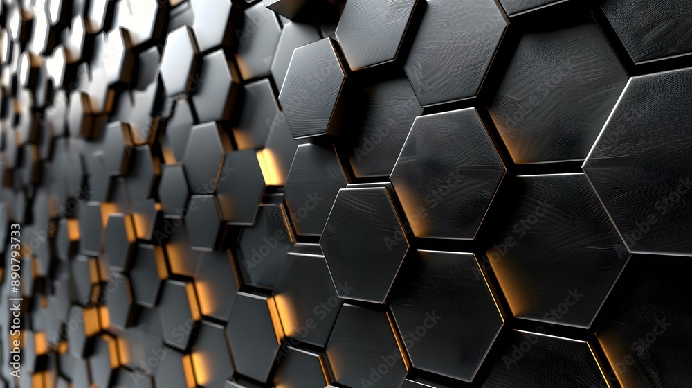 Hexagonal abstract metal background with light Hexagonal abstract metal background with light