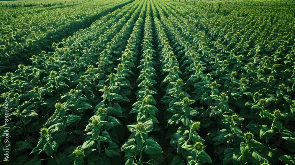 Fototapeta premium Aerial View of a Sunflower Field