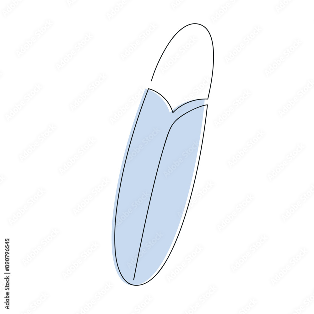Surfboard in one continuous line in color. One line drawing, minimalism. Vector illustration. Surfboard in one continuous line in color. One line drawing, minimalism. Vector illustration.