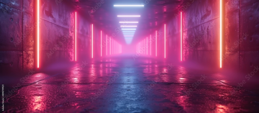 Neon Lights in a Grungy Corridor Neon Lights in a Grungy Corridor