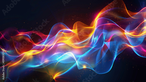 Abstract neon waves on a backgrounds. Dynamic and ethereal motion concept