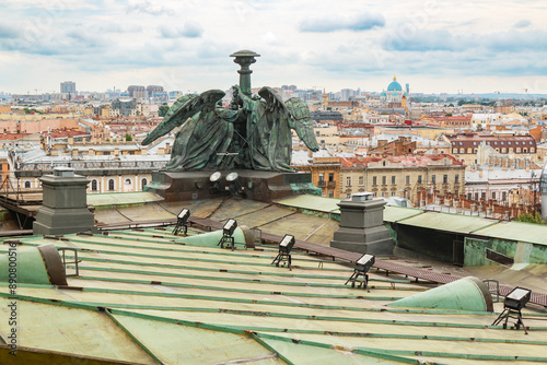 Cityscape from rooftops of St. Isaac's Cathedral in St.Petersburg, Russia.