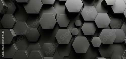 Abstract Black Hexagon Pattern Background Image