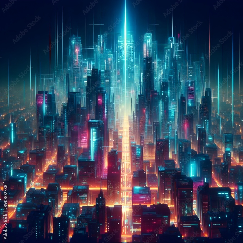 Mesmerizing Neon Cityscape: A Vision of Futuristic Urban Life Mesmerizing Neon Cityscape: A Vision of Futuristic Urban Life