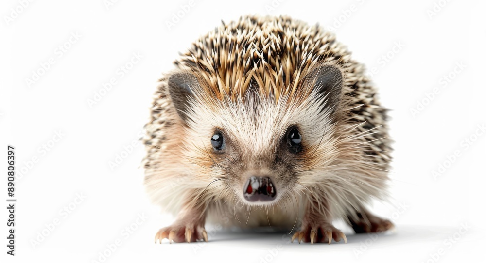Obraz premium A Close-Up View of a Small Brown and White Hedgehog