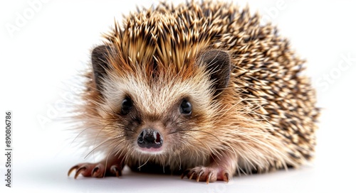 A Close-Up View of a Small Brown and White Hedgehog