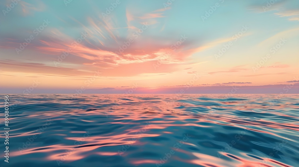 Fototapeta premium Colorful sky reflected on smooth water surface