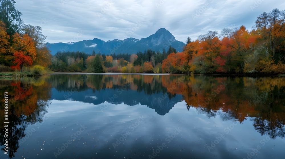 Calm still waters of a large pond Calm still waters of a large pond