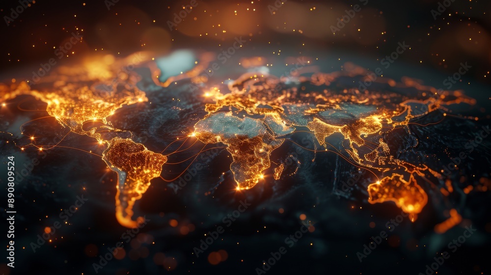 Modern Connectivity Illuminated World Map Modern Connectivity Illuminated World Map