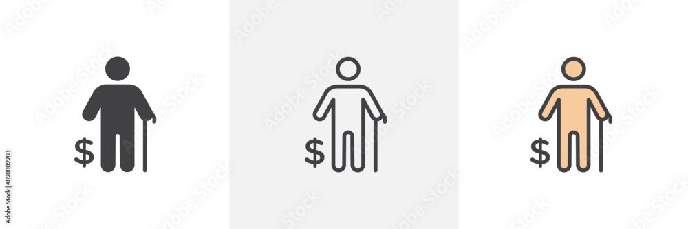 Retirement colored icon set Retirement colored icon set