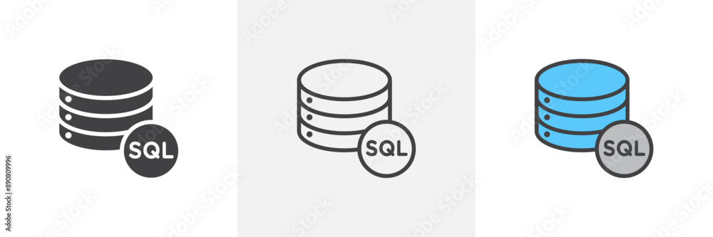 SQL colored icon set SQL colored icon set