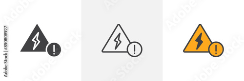 Electric Problem colored icon set