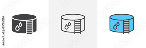 Water tank colored icon set